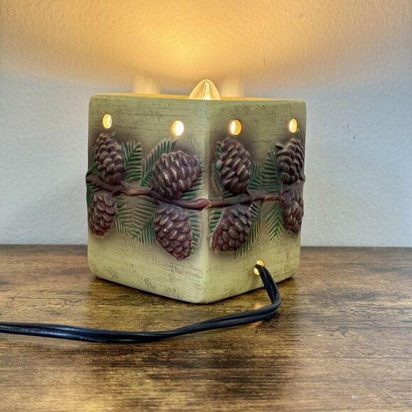 Scentsy Pinecone Wax Warmer No Lid, Tested Fall Rustic Retired 5" Height - Picture 3 of 15